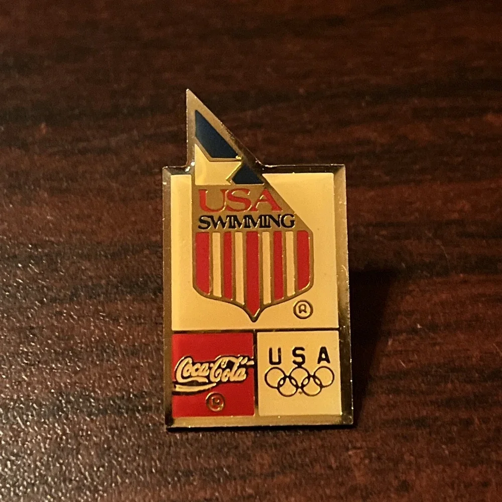Vintage Coca-Cola Coke Olympics Team USA Swimming Lapel Hat‎ Pin
